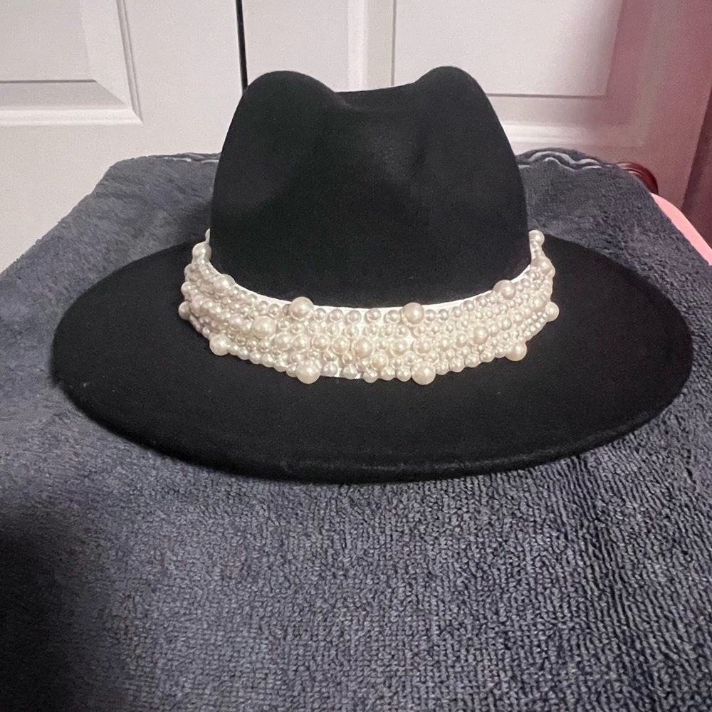 Elegant Felt Fedora with pear embellishments